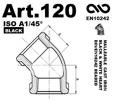 Group Art.120 Elbow 45 FF Black