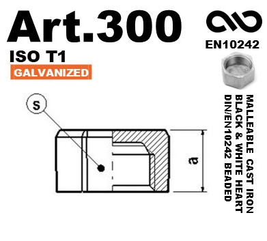 Group Art.300 Cap Galvanized Malleable Cast Iron Fittings