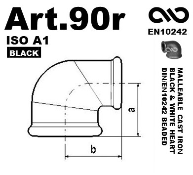 Group Art.90R Elbow Red FF Black Malleable Cast Iron Fittings